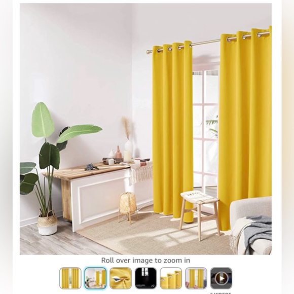 Red or Mellow Yellow Curtains Thermal Drapes Set of 2, 52Wx72L - Picture 6 of 6